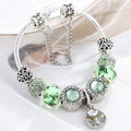 Bracciale con Cristallo Verde Argentato