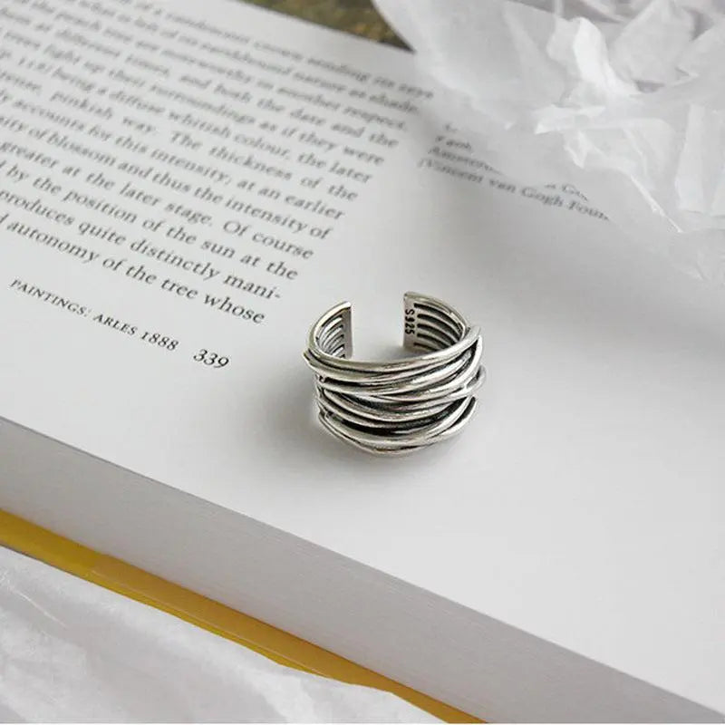 Anello Regolabile a Strati Argentato