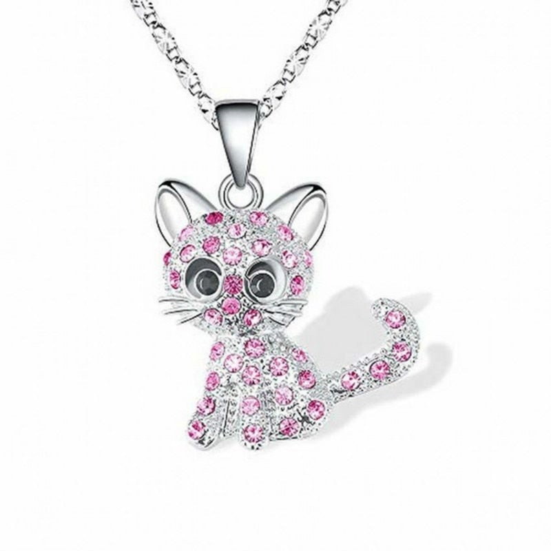 Collana con Ciondolo e Gatto e Zirconia Argentata