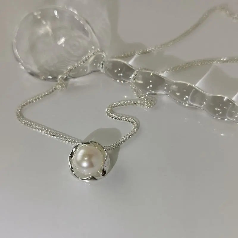 Collana con Ciondolo e Cristallo Argentata