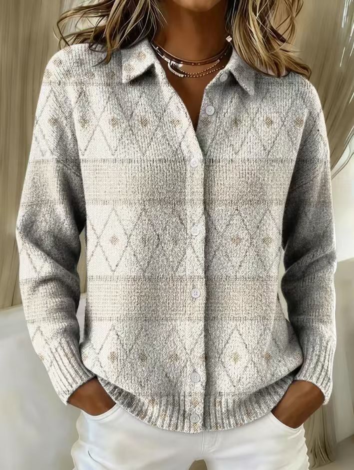 Mona | Blusa hoodie in maglia con motivo diamante