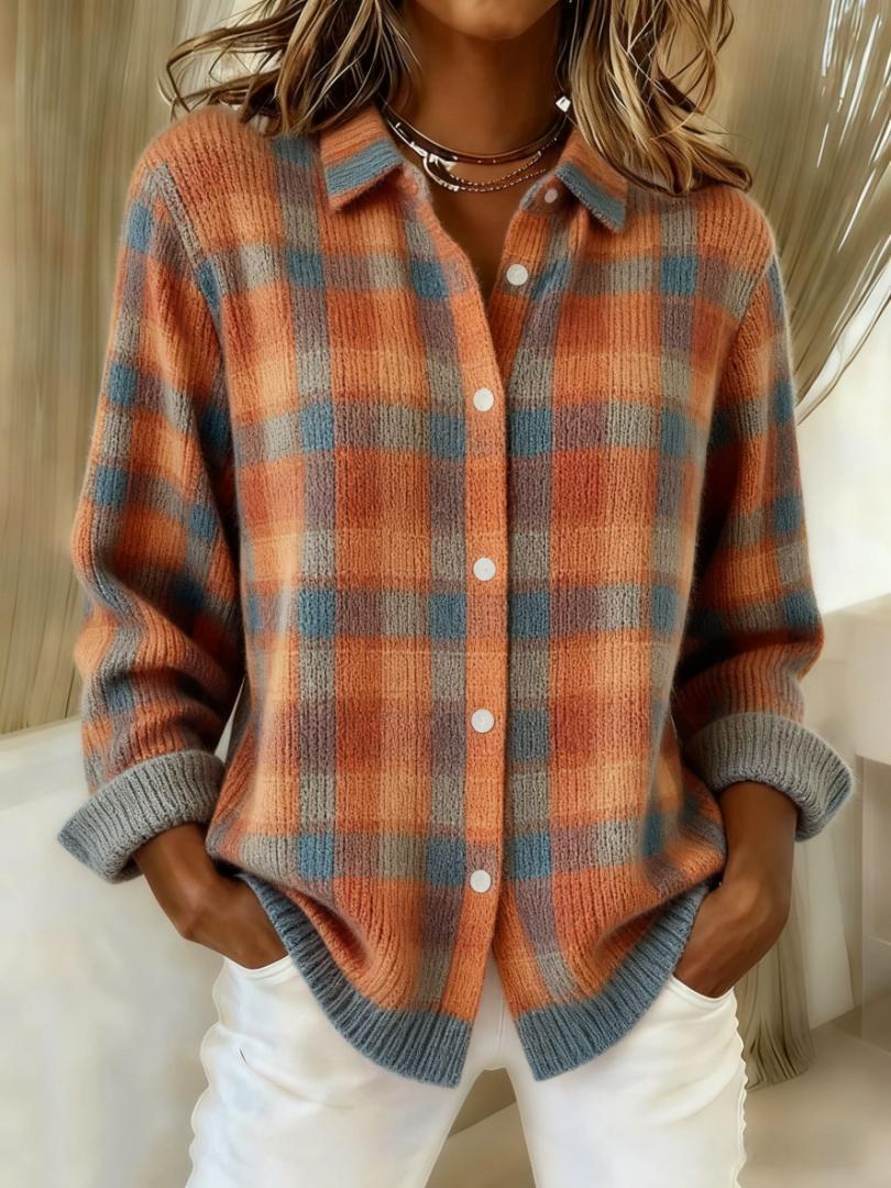 Sofia | Blusa check in tessuto felpato morbido