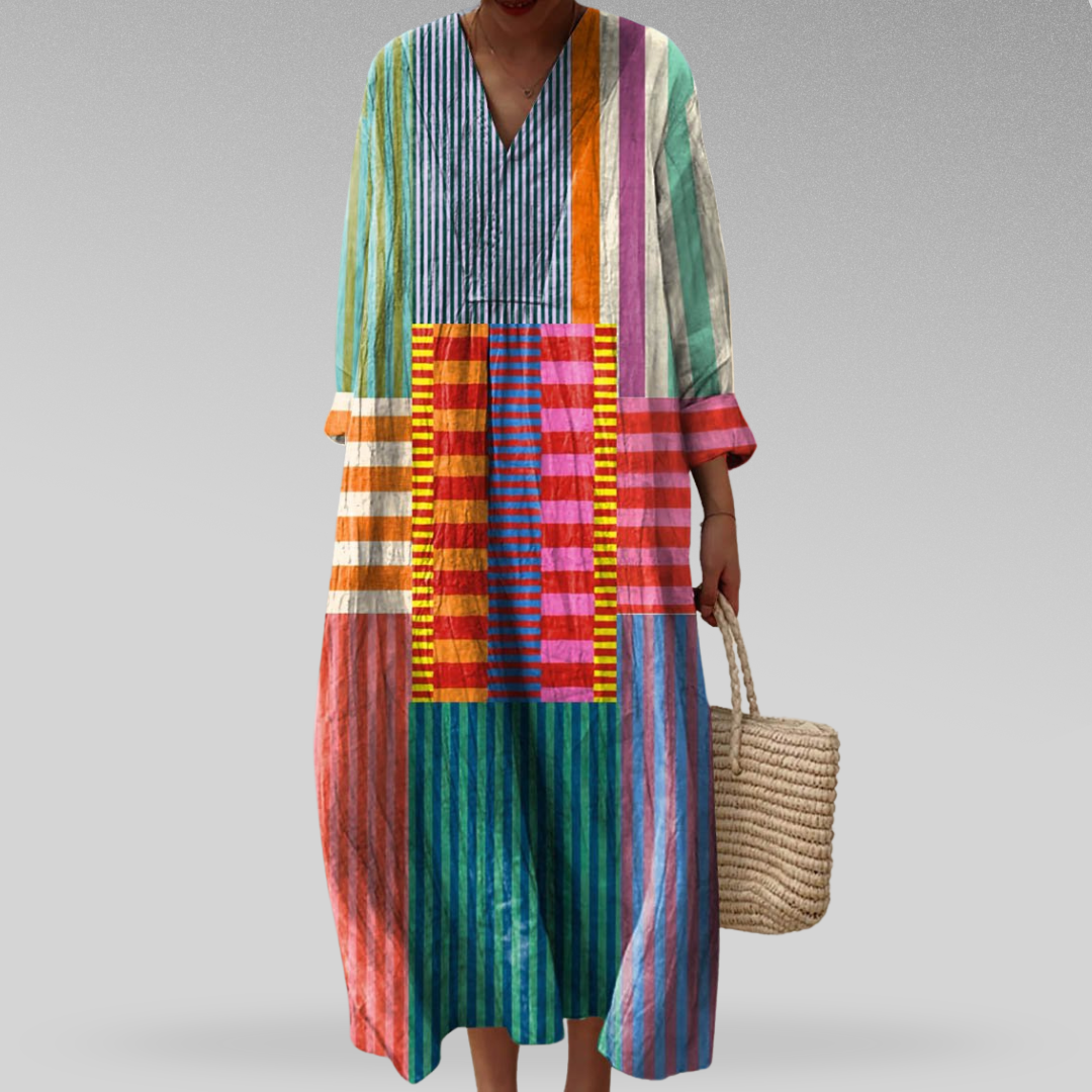 Naomi | Abito maxi colorblock leggero