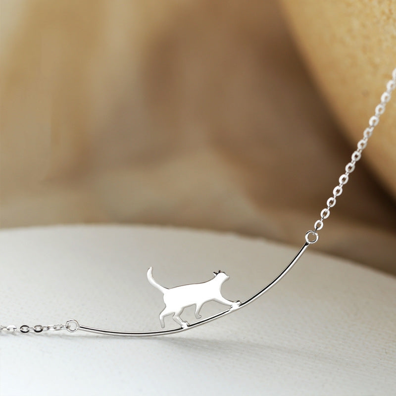 Collana con Gatto Argentata