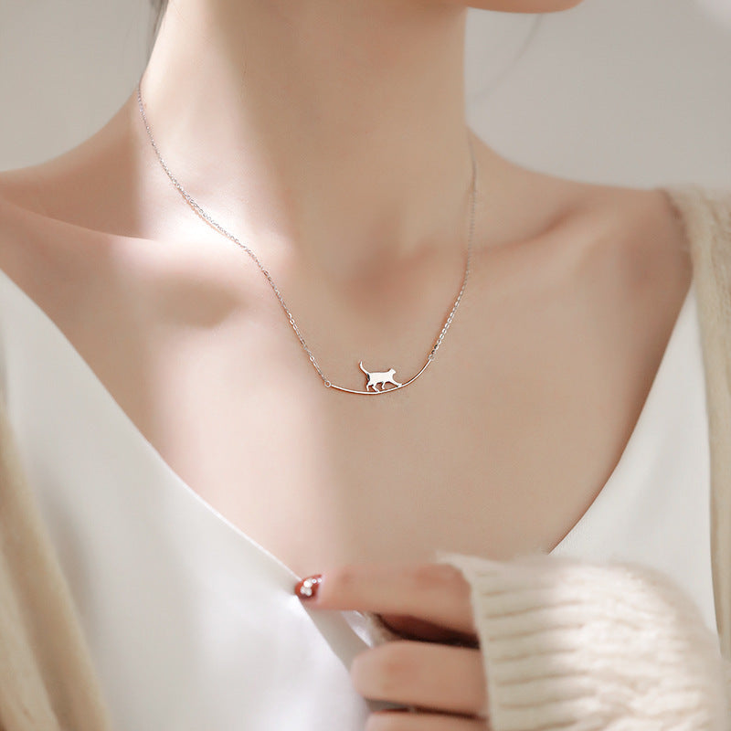 Collana con Gatto Argentata