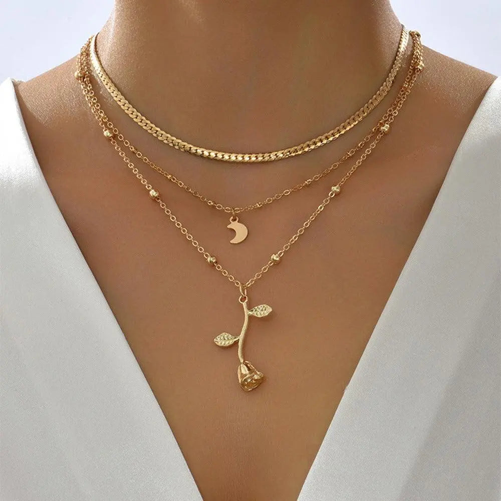 Collana con Ciondolo Floreale Oro Rosa
