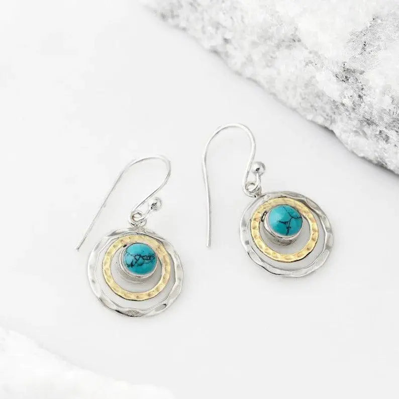 Orecchini Boho con Opale e Pietra Turchese