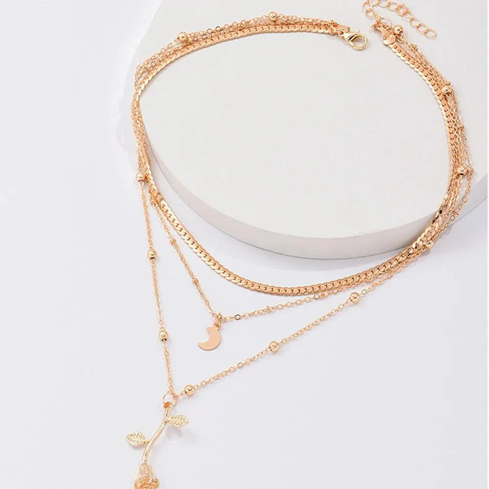 Collana con Ciondolo Floreale Oro Rosa