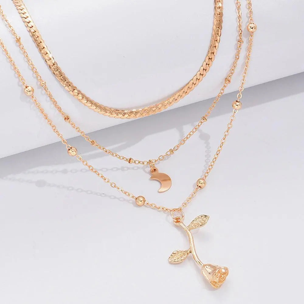 Collana con Ciondolo Floreale Oro Rosa