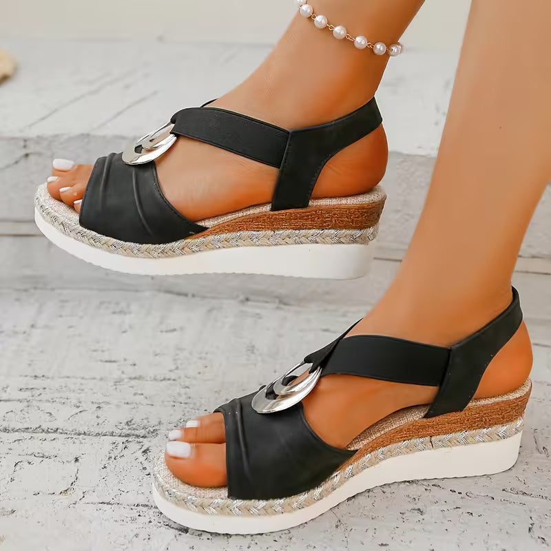 Sandali Platform in Tessuto Jacquard con Dettaglio Argento