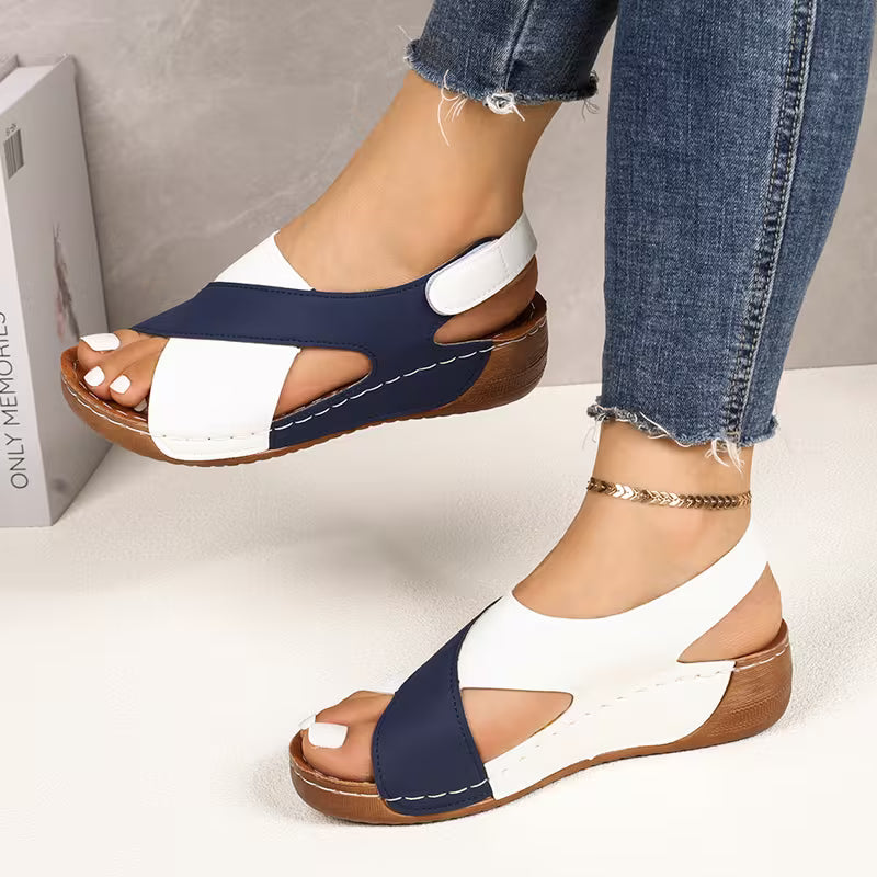 Sandali Sabot Bicolore da Donna con Zeppa Bassa