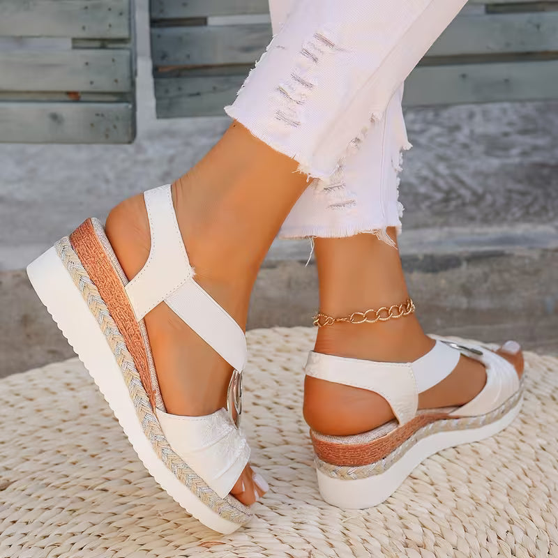Sandali Platform in Tessuto Jacquard con Dettaglio Argento