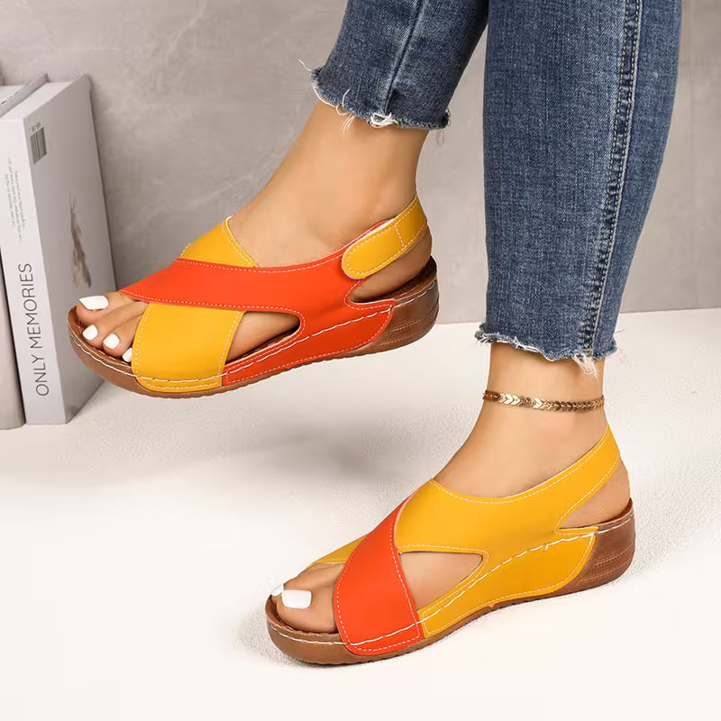 Sandali Sabot Bicolore da Donna con Zeppa Bassa