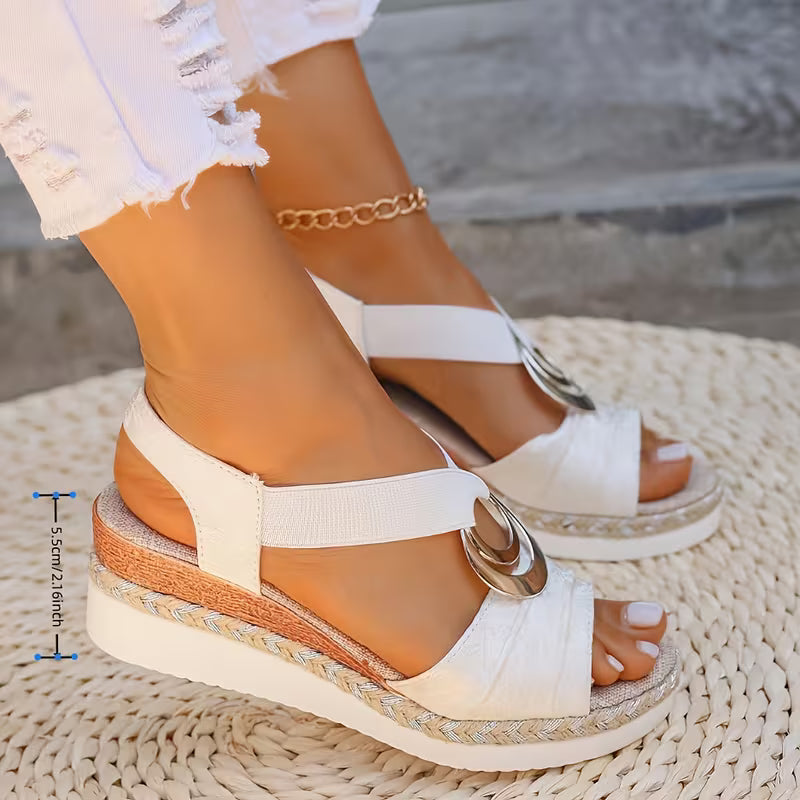 Sandali Platform in Tessuto Jacquard con Dettaglio Argento