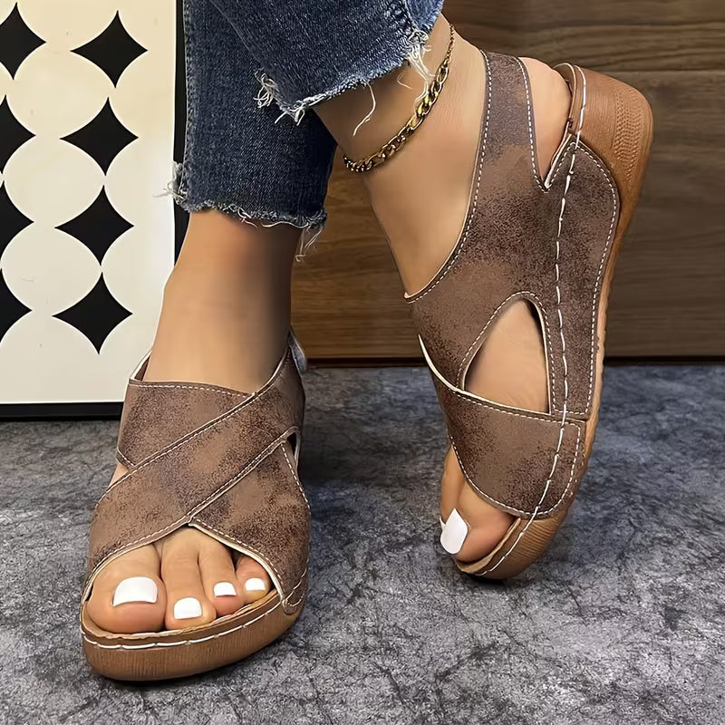 Sandali Sabot Bicolore da Donna con Zeppa Bassa