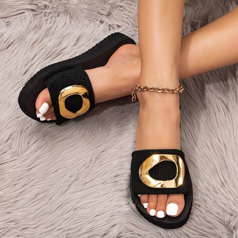 Sandali Slide Morgana con Dettaglio Dorato