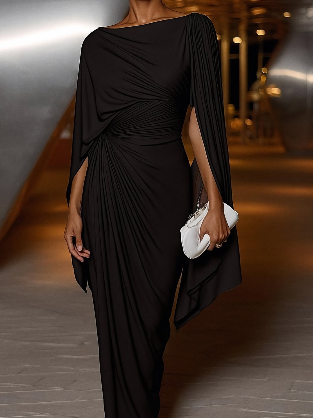 Melyssa | Abito maxi plissettato drappeggiato