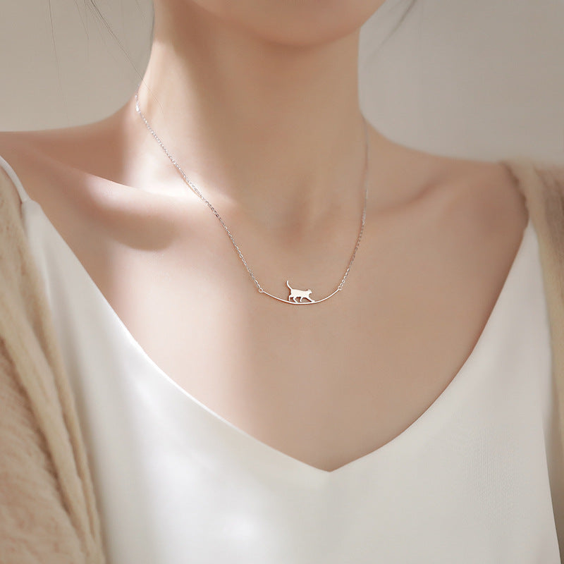 Collana con Gatto Argentata