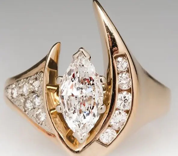 Anello Vintage con Zirconia Bicolore