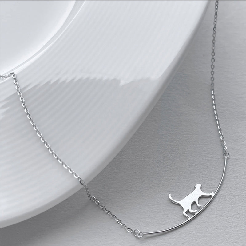 Collana con Gatto Argentata