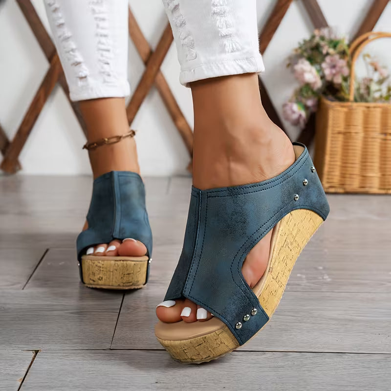 Vintage Wave – Sandalo Sabot con Zeppa in Sughero