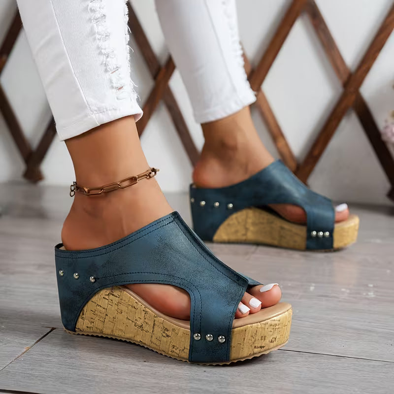 Vintage Wave – Sandalo Sabot con Zeppa in Sughero