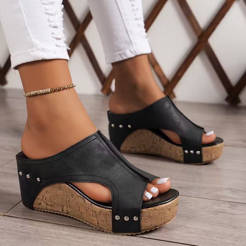 Vintage Wave – Sandalo Sabot con Zeppa in Sughero