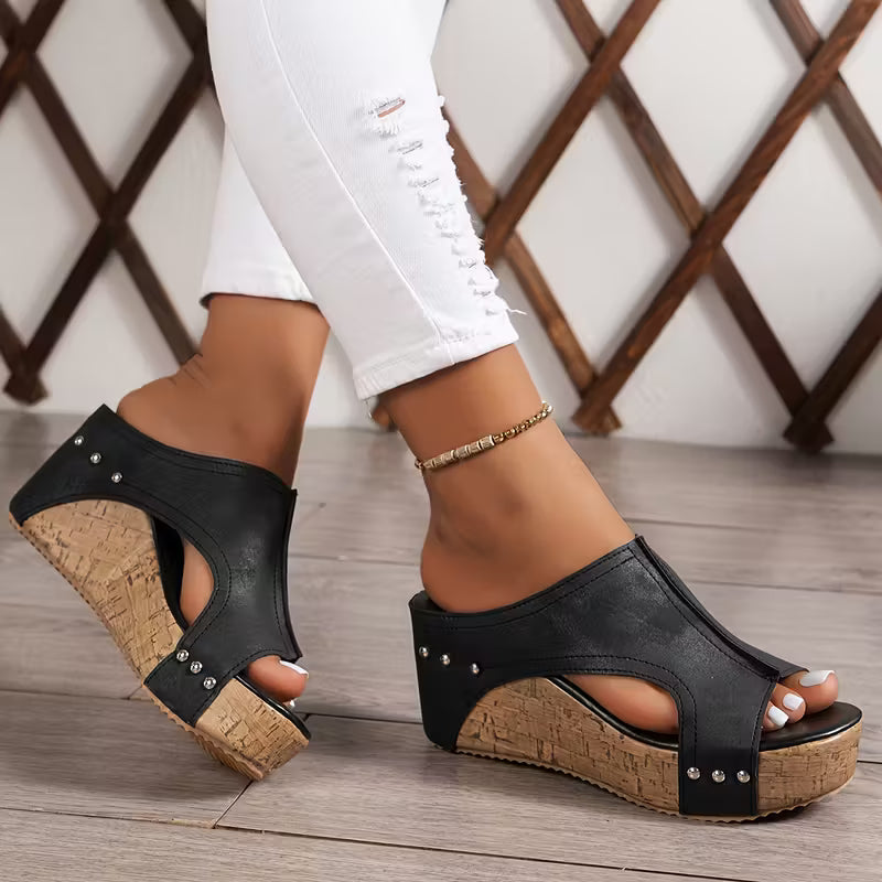Vintage Wave – Sandalo Sabot con Zeppa in Sughero