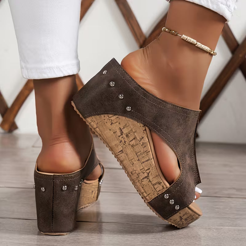 Vintage Wave – Sandalo Sabot con Zeppa in Sughero