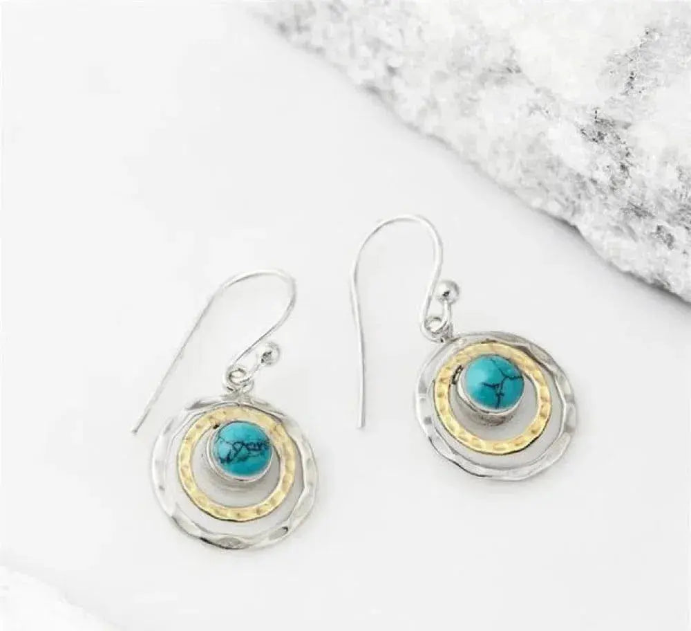 Orecchini Boho con Pietra Turchese Bicolore
