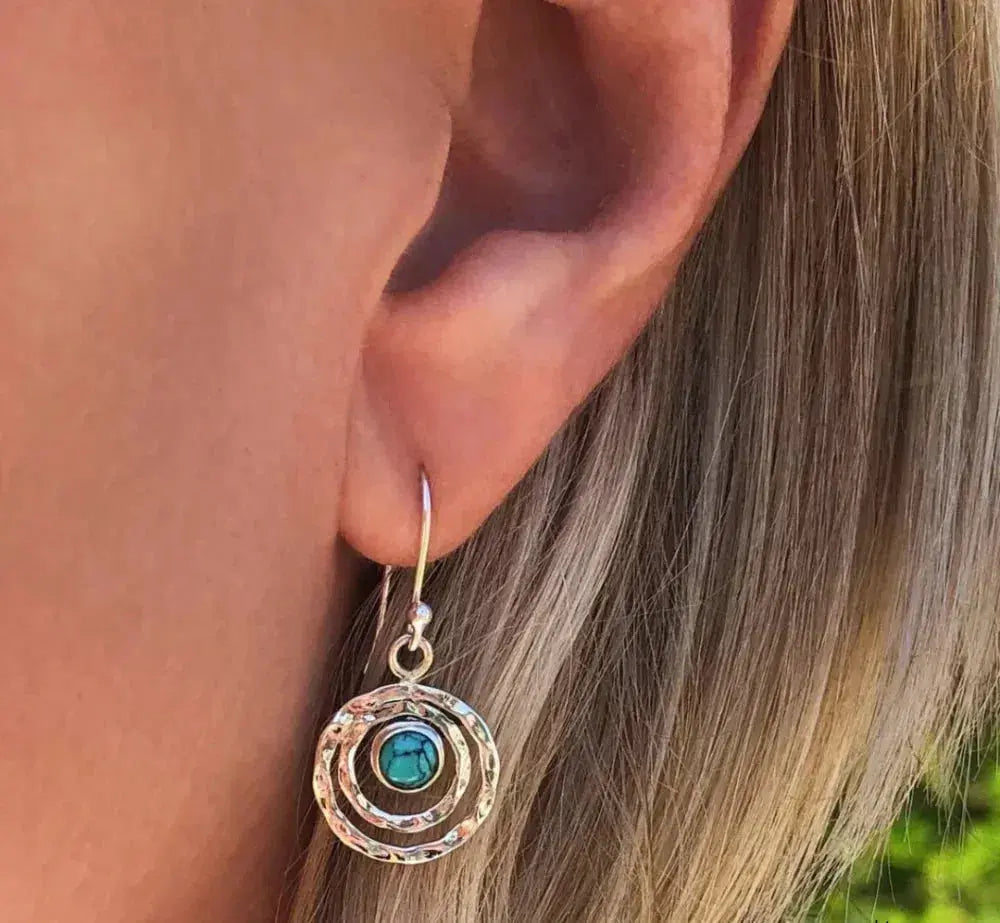 Orecchini Boho con Pietra Turchese Bicolore