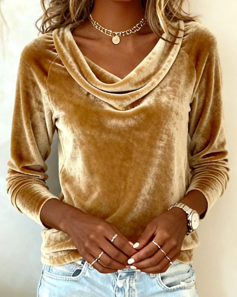 Margaret | Top in velluto con collo drappeggiato
