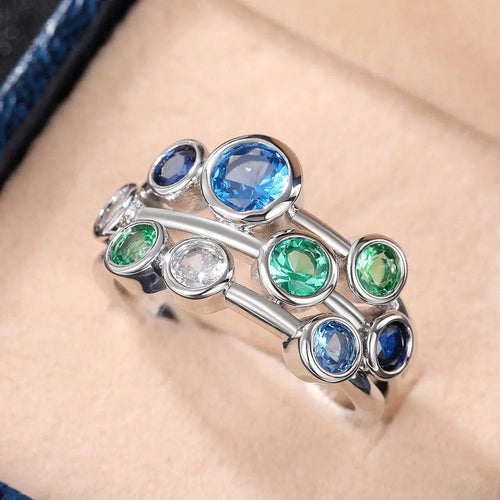 Anello Vintage con Cristallo Blu