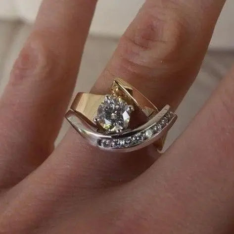 Anello Vintage con Zirconia Bicolore