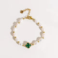 Bracciale con Perline e Perle e Pietra Verde