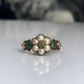 Anello Vintage Floreale con Perline e Perle Verde