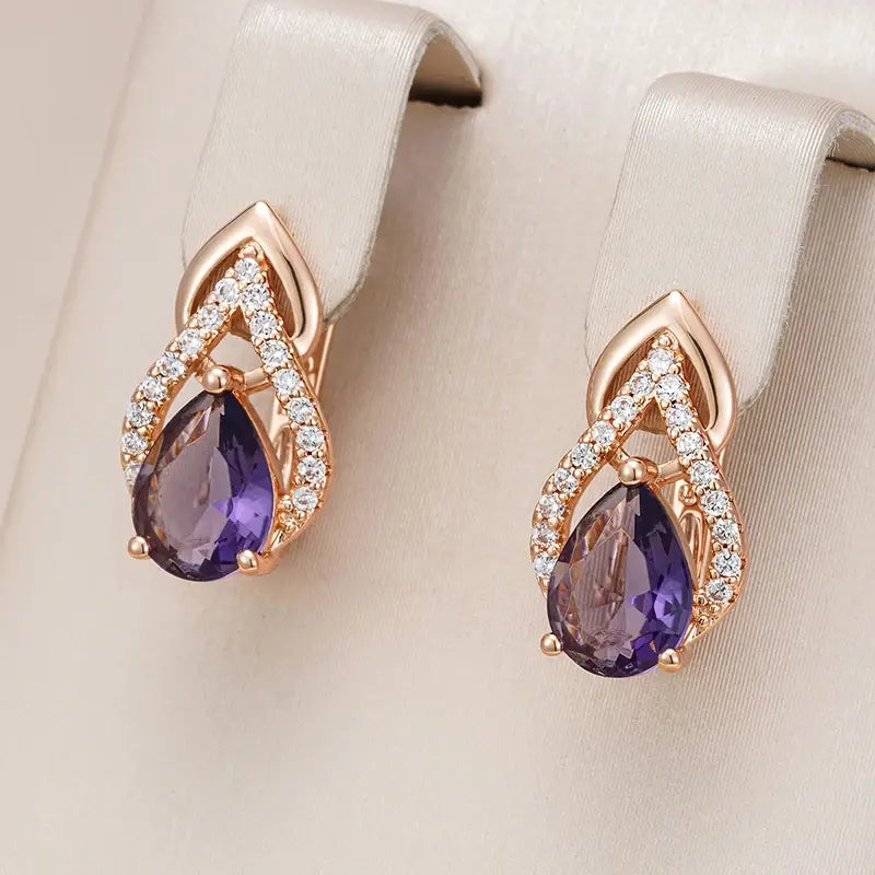 Orecchini Elegante Pendenti con Cristallo Dorati