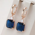 Orecchini Elegante con Cristallo Blu Dorati
