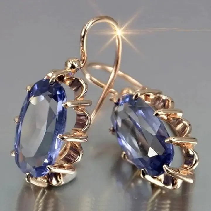 Orecchini Vintage con Cristallo Blu Dorati