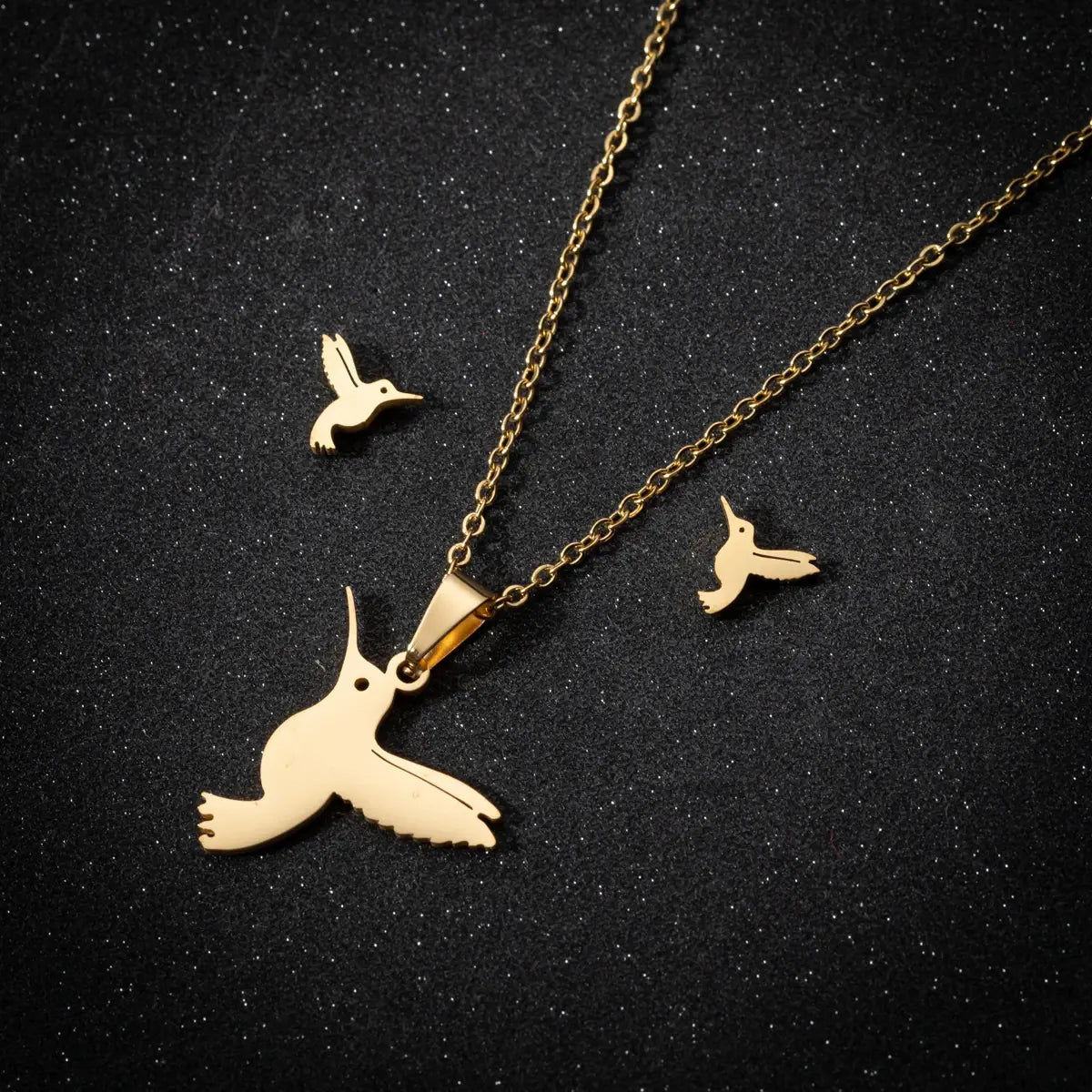 Set di Gioielli con Colibrì Dorati