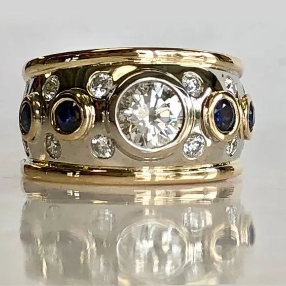 Anello Vintage con Zirconia Dorato