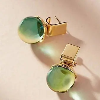 Orecchini Vintage con Cristallo Verde Dorati