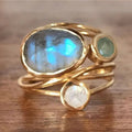 Anello Boho con Cristallo Dorato