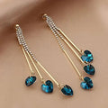 Orecchini Elegante a Cuore con Cristallo Blu