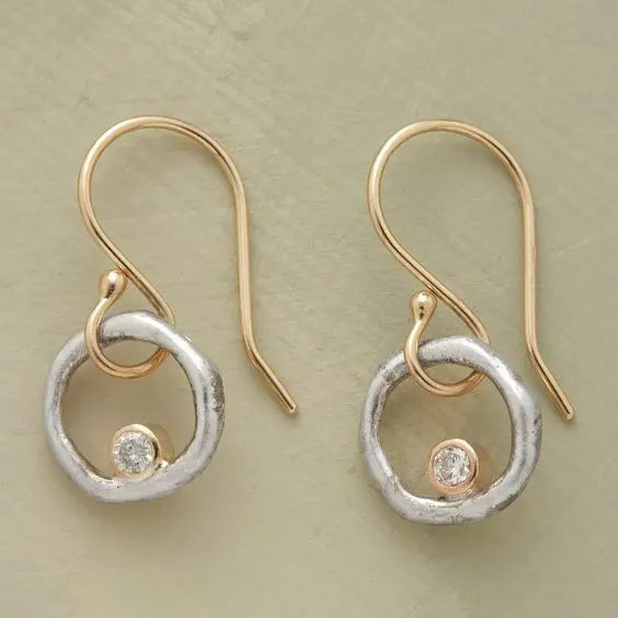 Orecchini Vintage con Zirconia Bicolore