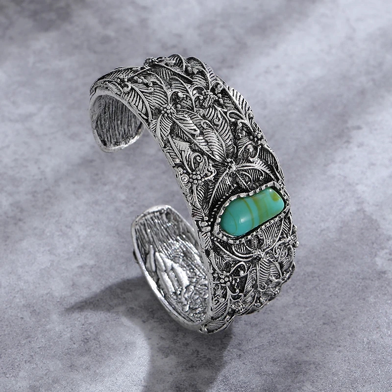 Bracciale Vintage con Pietra Turchese Argentato