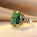 Anello Boho con Cristallo Verde Dorato