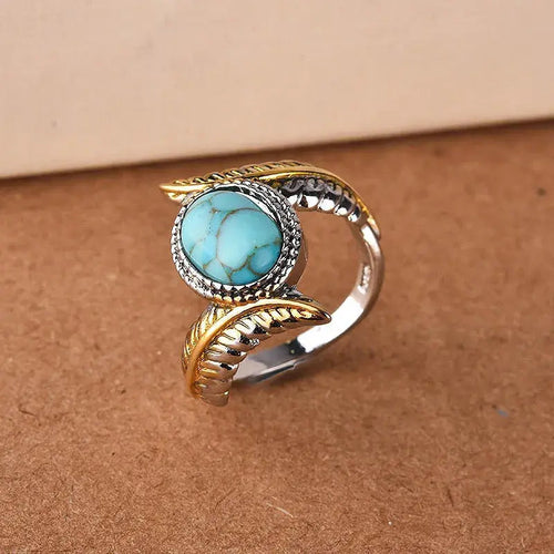 Anello Vintage con Pietra Turchese Bicolore