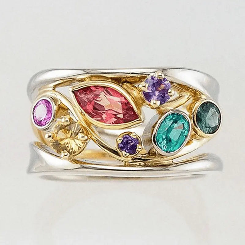 Anello Vintage con Zirconia Bicolore