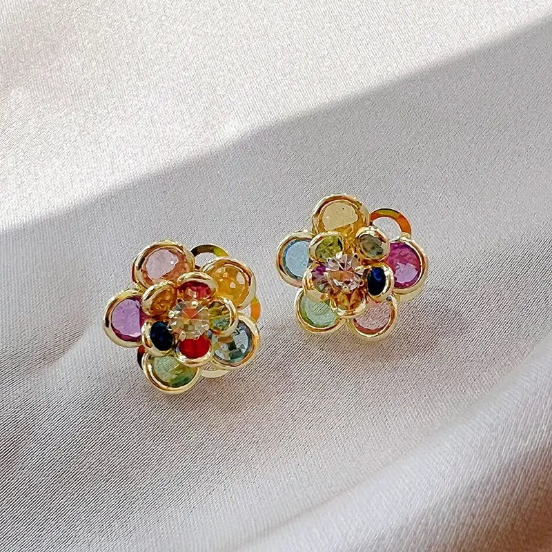 Orecchini Elegante Floreale con Cristallo Multicolore